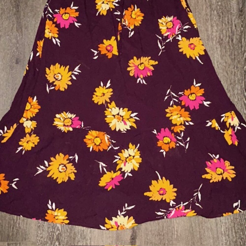 NWT Gap Women's Boho Purple Floral Long Sleeve 3/4 Sleeve Maxi Dress Size XL - Picture 2 of 6